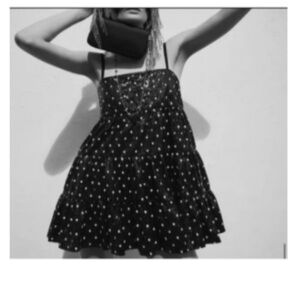 NWT Zara | sequin black and white babydoll dress size Large